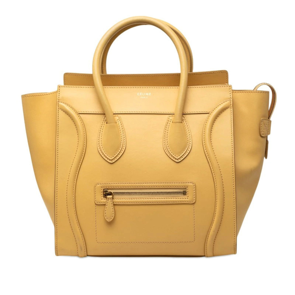 Celine Luggage Tote Shopper Handbag Tote Bag Yellow Leather